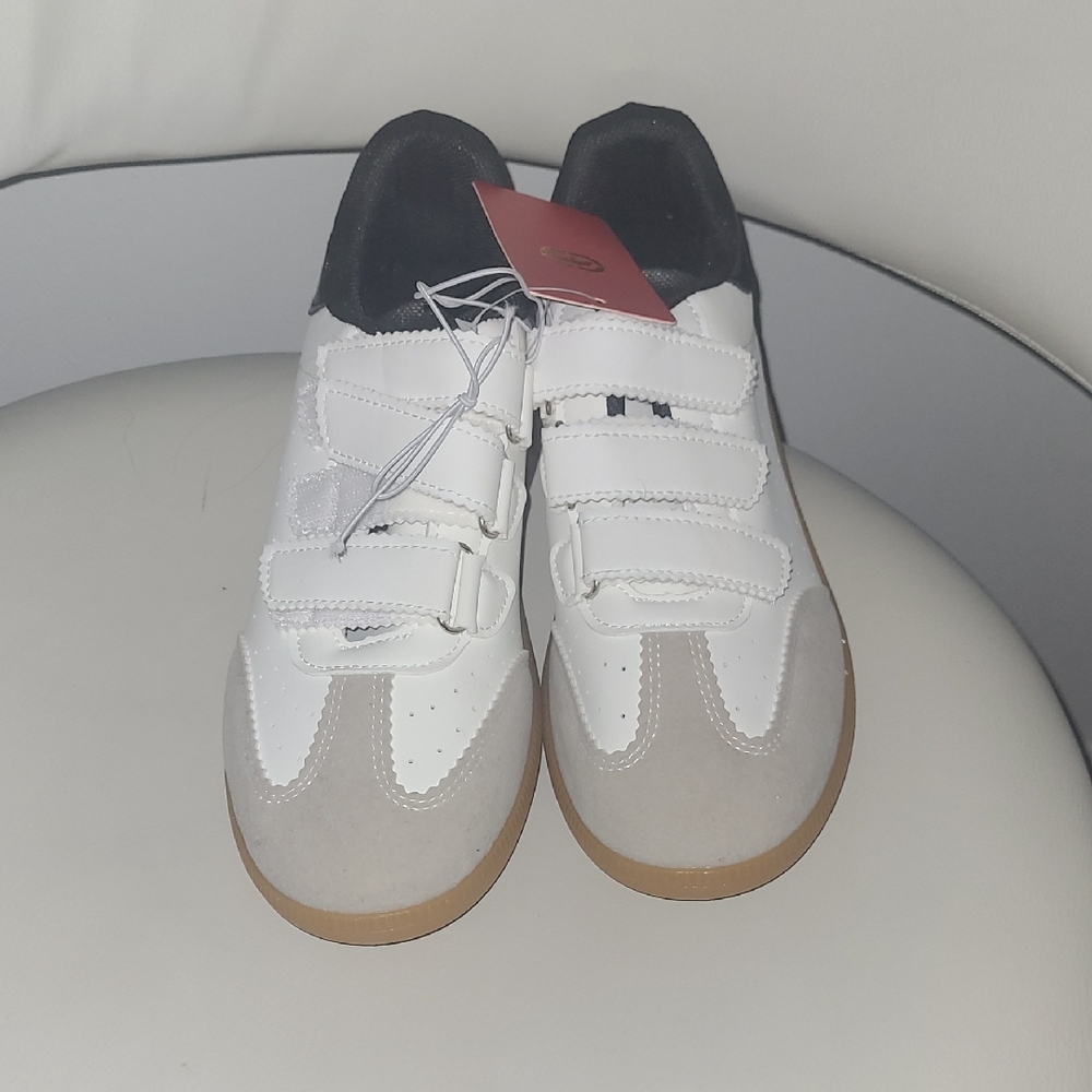 Kids White and Black Velcro Sneakers - Picture 4 of 7